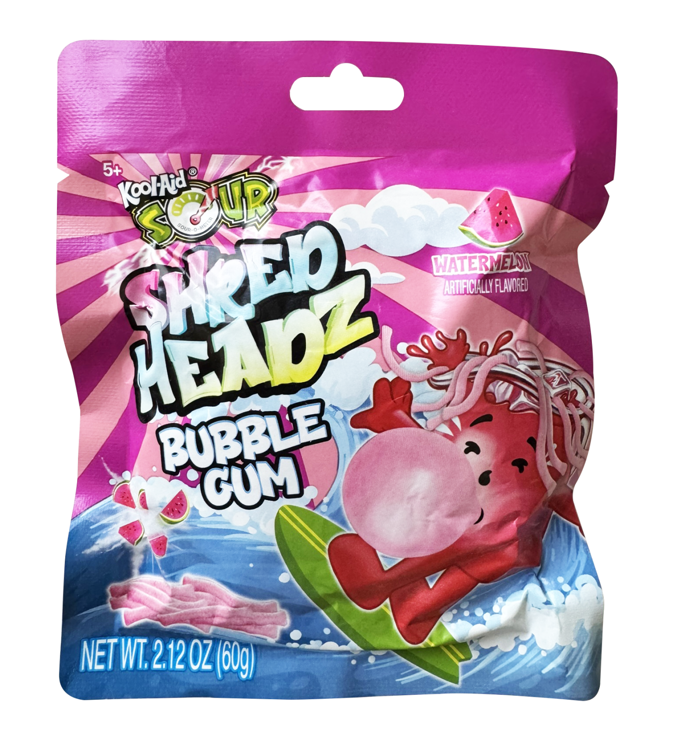 Kool-Aid Sour Shred Headz Watermelon Bubblegum (60g)